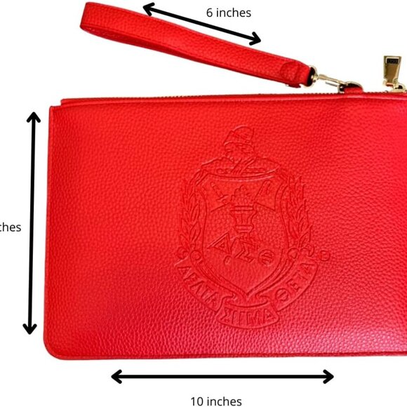 Large Leather Wristlet with Strap Womens Organizer Gift for Sorority - Picture 2 of 5